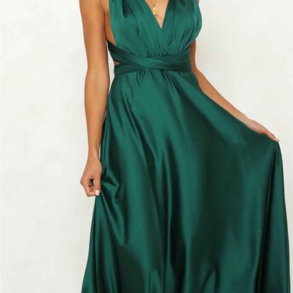 HELLO MOLLY SIZE 6 JADE SATIN MAXI DRESS